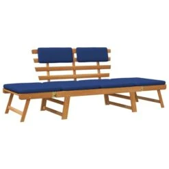 Banc De Jardin Avec Coussins 2-en-1 190 Cm Bois Solide D'acacia 2