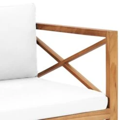 Banc De Jardin Avec Coussins Crème Bois De Teck Solide -Mobilier De Jardin Soldes banc de jardin avec coussins creme bois de teck solide 3666722529983 551854