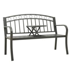 Banc De Jardin Avec Une Table 125 Cm Acier Gris