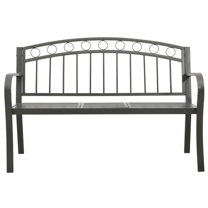 Banc De Jardin Avec Une Table 125 Cm Acier Gris 3 Banc De Jardin Avec Une Table 125 Cm Acier Gris – Image 3