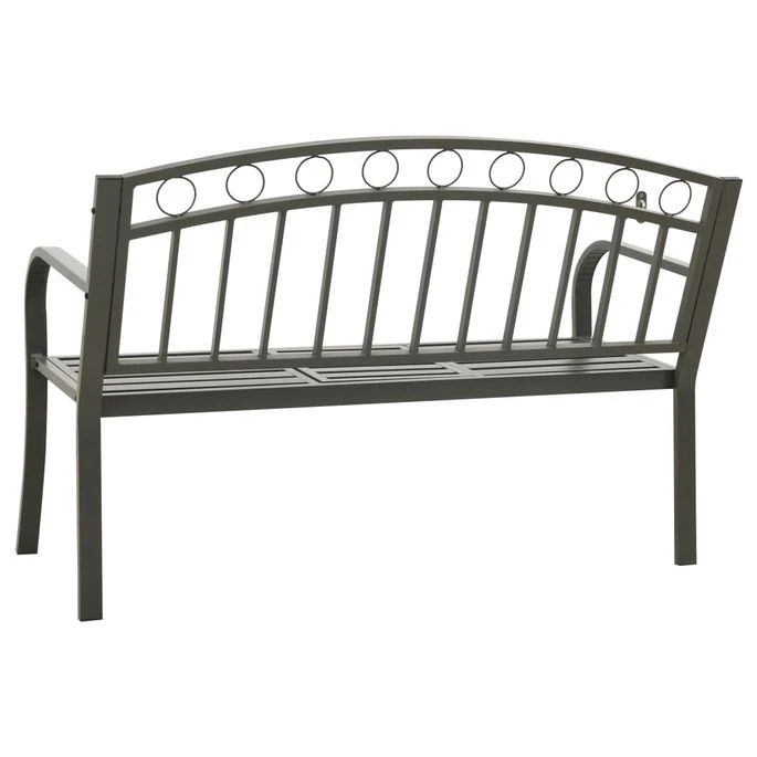 Banc De Jardin Avec Une Table 125 Cm Acier Gris 5 Banc De Jardin Avec Une Table 125 Cm Acier Gris – Image 5