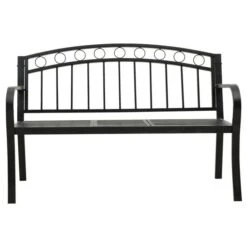 Banc De Jardin Avec Une Table 125 Cm Acier Noir -Mobilier De Jardin Soldes banc de jardin avec une table 125 cm acier noir 3666722357678 941150