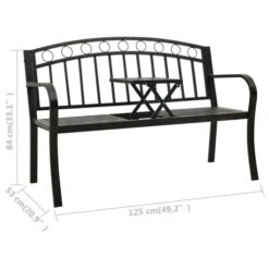 Banc De Jardin Avec Une Table 125 Cm Acier Noir -Mobilier De Jardin Soldes banc de jardin avec une table 125 cm acier noir 3666722357678 941154