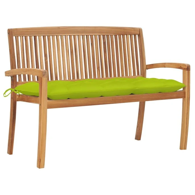Banc De Jardin Empilable Et Coussin 128,5cm Bois De Teck Massif 27 1 Banc De Jardin Empilable Et Coussin 128,5cm Bois De Teck Massif 27