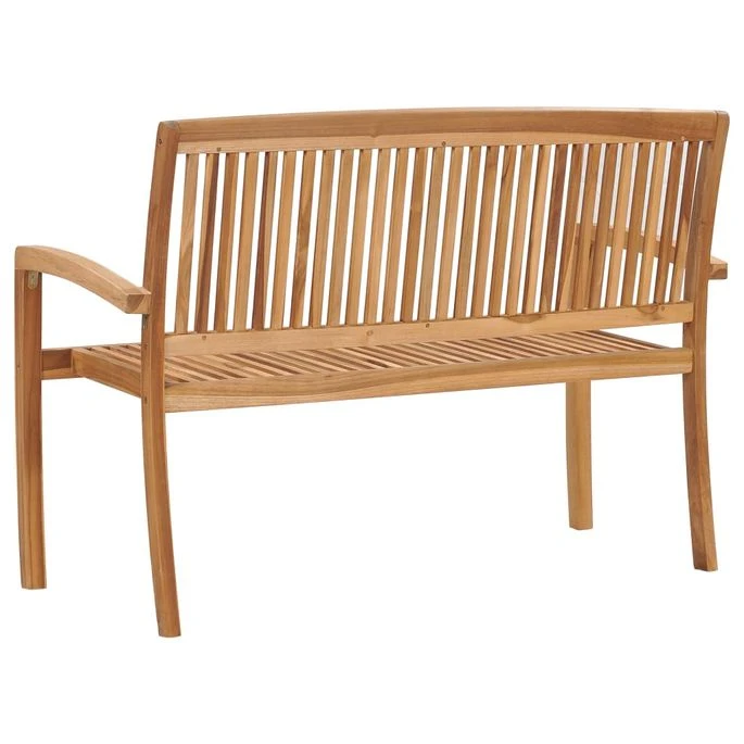 Banc De Jardin Empilable Et Coussin 128,5cm Bois De Teck Massif 27 5 Banc De Jardin Empilable Et Coussin 128,5cm Bois De Teck Massif 27 – Image 5