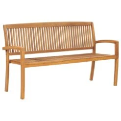 Banc De Jardin Empilable Et Coussin 159 Cm Bois De Teck Massif 7 -Mobilier De Jardin Soldes banc de jardin empilable et coussin 159 cm bois de teck massif 3666722422772 833343