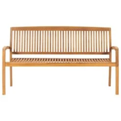 Banc De Jardin Empilable Et Coussin 159 Cm Bois De Teck Massif 7 -Mobilier De Jardin Soldes banc de jardin empilable et coussin 159 cm bois de teck massif 3666722422772 833344