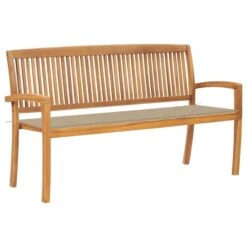 Banc De Jardin Empilable Et Coussin 159 Cm Bois De Teck Massif 15