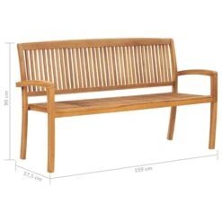 Banc De Jardin Empilable Et Coussin 159 Cm Bois De Teck Massif -Mobilier De Jardin Soldes banc de jardin empilable et coussin 159 cm bois de teck massif 3666722422925 833198