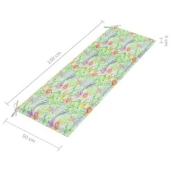 Banc De Jardin Et Coussin à Motif De Feuilles 150cm Teck Massif -Mobilier De Jardin Soldes banc de jardin et coussin a motif de feuilles 150cm teck massif 3666722460651 763596