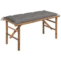 Banc De Jardin Pliable Avec Coussin 118 Cm Bambou 9