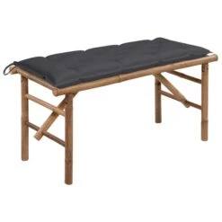 Banc De Jardin Pliable Avec Coussin 118 Cm Bambou 8