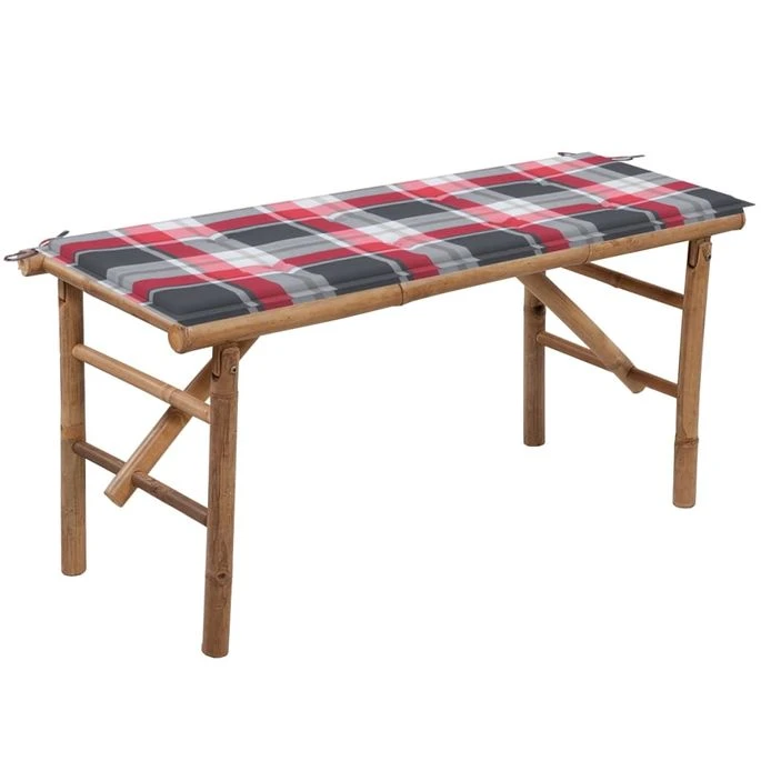 Banc De Jardin Pliable Avec Coussin 118 Cm Bambou 1 Banc De Jardin Pliable Avec Coussin 118 Cm Bambou