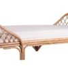 Banc De Jardin Rotin Clair Et Coussin Tissu Blanc Sisal