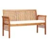 Banc De Jardin Tissu Blanc Et Acacia Massif Clair Tulak 150 Cm