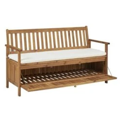 Banc De Rangement Avec Coussin Acacia Massif Foncé Tulak 148 Cm -Mobilier De Jardin Soldes banc de rangement avec coussin acacia massif fonce tulak 148 cm 3666722750905 387127