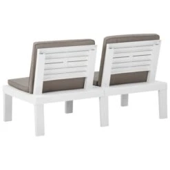 Banc De Salon De Jardin Avec Coussin Plastique Blanc -Mobilier De Jardin Soldes banc de salon de jardin avec coussin plastique blanc 3666722351577 947400