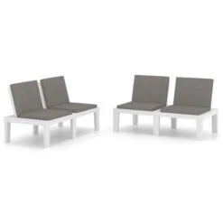 Produits populaires -Mobilier De Jardin Soldes bancs de salon de jardin avec coussins 2 pcs plastique blanc 3666722434768 810465
