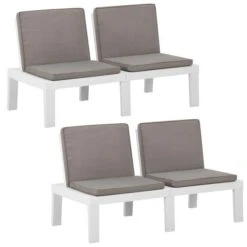 Bancs De Salon De Jardin Avec Coussins 2 Pcs Plastique Blanc -Mobilier De Jardin Soldes bancs de salon de jardin avec coussins 2 pcs plastique blanc 3666722434768 810466