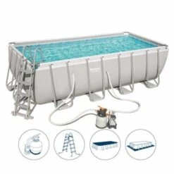 BESTWAY Kit Piscine Rectangulaire Tubulaire L4,88 X L2,44 X H1,22m- Filtre A Sable