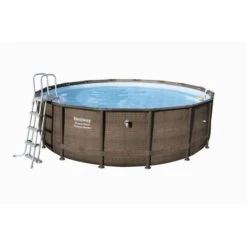 BESTWAY Kit Piscine Ronde Power Steel Frame Pool Tréssé - Ø 488 X H 122 Cm