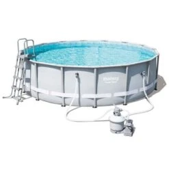 BESTWAY Kit Piscine Tubulaire Ronde Ø4,88xH1,22m - Avec Filtre A Sable