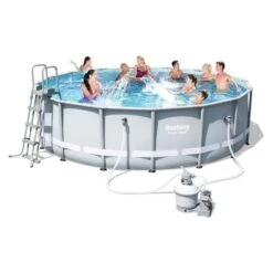 BESTWAY Kit Piscine Tubulaire Ronde Ø4,88xH1,22m - Avec Filtre A Sable -Mobilier De Jardin Soldes bestway kit piscine tubulaire ronde 4 88xh1 22m avec filtre a sable 6942138929461 437073