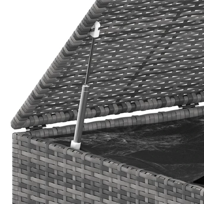 Boîte à Coussins De Jardin Résine Tressée 145x100x103 Cm Gris 4 Boîte à Coussins De Jardin Résine Tressée 145x100x103 Cm Gris – Image 4