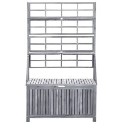 Boîte De Rangement Avec Treillis Gris 99x55x160cm Bois D'acacia -Mobilier De Jardin Soldes boite de rangement avec treillis gris 99x55x160cm bois d acacia 3666722183918 1213251