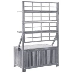 Boîte De Rangement Avec Treillis Gris 99x55x160cm Bois D'acacia -Mobilier De Jardin Soldes boite de rangement avec treillis gris 99x55x160cm bois d acacia 3666722183918 1213253