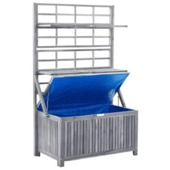 Boîte De Rangement Avec Treillis Gris 99x55x160cm Bois D'acacia -Mobilier De Jardin Soldes boite de rangement avec treillis gris 99x55x160cm bois d acacia 3666722183918 1213254