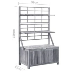 Boîte De Rangement Avec Treillis Gris 99x55x160cm Bois D'acacia -Mobilier De Jardin Soldes boite de rangement avec treillis gris 99x55x160cm bois d acacia 3666722183918 1213257