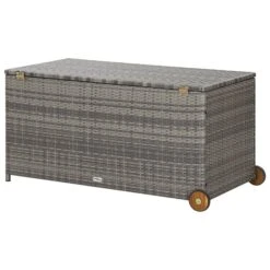 Boîte De Rangement De Jardin Gris Clair 120x65x61 Cm Rotin -Mobilier De Jardin Soldes boite de rangement de jardin gris clair 120x65x61 cm rotin 3666722184632 1211757