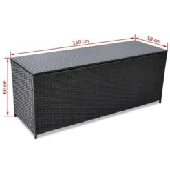 Boîte De Rangement De Jardin Noir 150x50x60 Cm Résine Tressée -Mobilier De Jardin Soldes boite de rangement de jardin noir 150x50x60 cm resine tressee 3666722184694 1211698