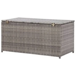 Boîte De Rangement De Jardin Résine Tressée 100x50x50 Cm Gris -Mobilier De Jardin Soldes boite de rangement de jardin resine tressee 100x50x50 cm gris 3666722179775 1218400
