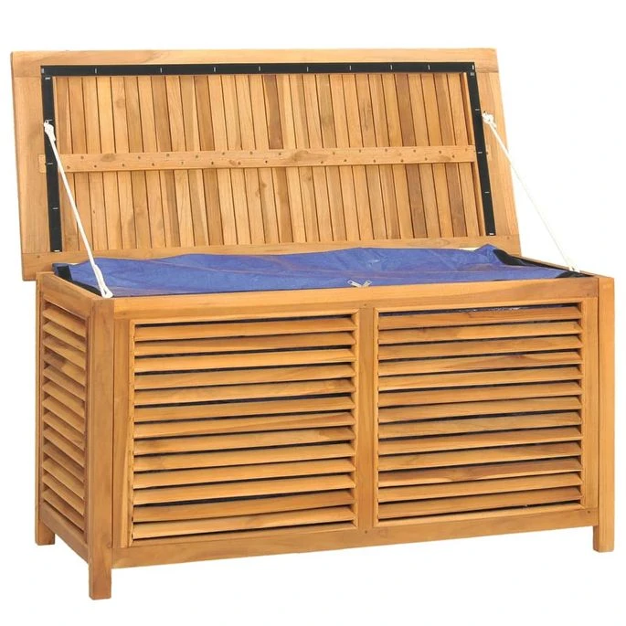 Boîte De Rangement Jardin Et Sac 114x50x58 Cm Bois Massif Teck 4 Boîte De Rangement Jardin Et Sac 114x50x58 Cm Bois Massif Teck – Image 4