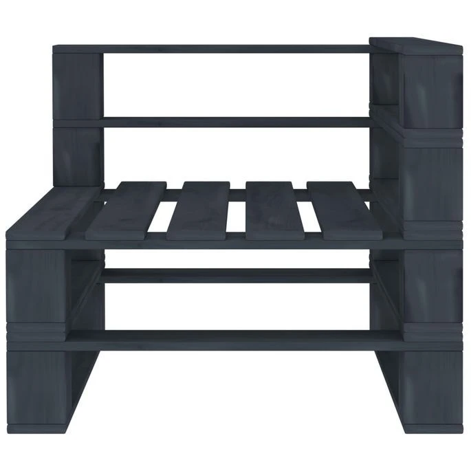 Canapé D'angle Palette De Jardin Bois Gris 2 Canapé D'angle Palette De Jardin Bois Gris – Image 2