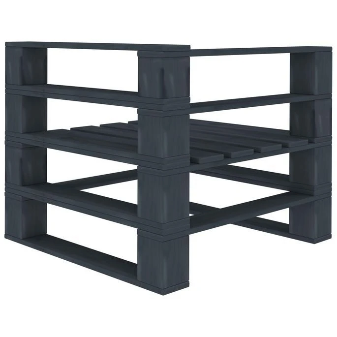 Canapé D'angle Palette De Jardin Bois Gris 3 Canapé D'angle Palette De Jardin Bois Gris – Image 3