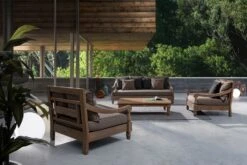 Canapé De Jardin En Bois Teck Avec Coussins Taupe Balou -Mobilier De Jardin Soldes canape de jardin en bois teck avec coussins taupe balou 3666722592345 1392508