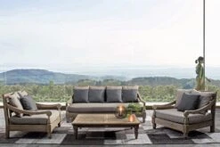 Canapé De Jardin En Bois Teck Avec Coussins Taupe Balou -Mobilier De Jardin Soldes canape de jardin en bois teck avec coussins taupe balou 3666722592345 1392509