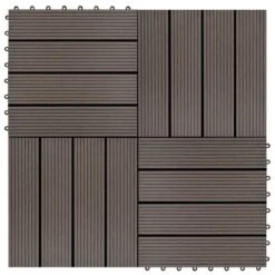 Carreau De Terrasse 11 Pcs WPC 30 X 30 Cm 1 M² Marron Foncé 2