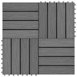 Carreau De Terrasse En Relief 11 Pcs WPC 30 X 30 Cm 1 M² Gris