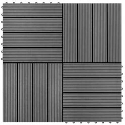 Carreaux De Terrasse WPC 30x30 Cm 11 Pcs 1 M2 Gris