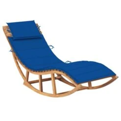 Chaise Longue à Bascule Avec Coussin Bois De Teck Solide 9