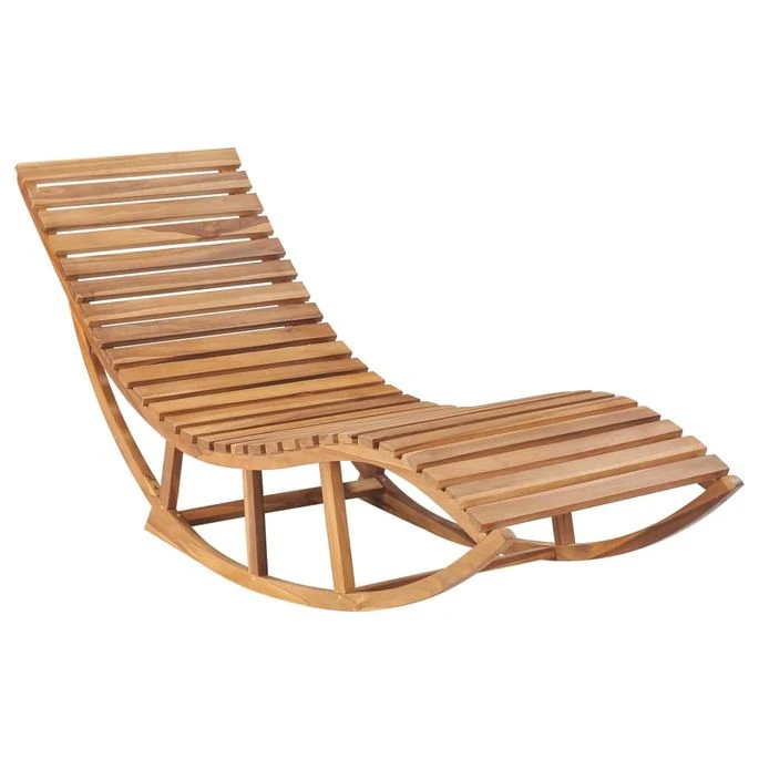 Chaise Longue à Bascule Avec Coussin Bois De Teck Solide 9 2 Chaise Longue à Bascule Avec Coussin Bois De Teck Solide 9 – Image 2