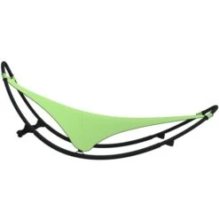 Chaise Longue à Bascule Avec Roues Acier Et Textilène Vert -Mobilier De Jardin Soldes chaise longue a bascule avec roues acier et textilene vert 3666722751674 1409496