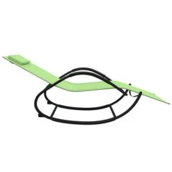 Chaise Longue à Bascule Vert Acier Et Textilène 2 -Mobilier De Jardin Soldes chaise longue a bascule vert acier et textilene 3666722931106 1490023