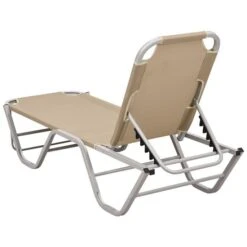 Chaise Longue Aluminium Et Textilène Crème -Mobilier De Jardin Soldes chaise longue aluminium et textilene creme 3666722363310 936708
