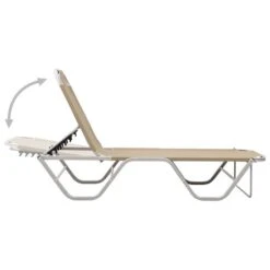 Chaise Longue Aluminium Et Textilène Crème -Mobilier De Jardin Soldes chaise longue aluminium et textilene creme 3666722363310 936709