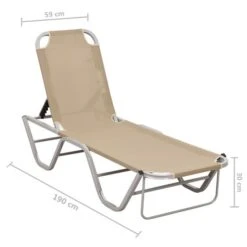 Chaise Longue Aluminium Et Textilène Crème -Mobilier De Jardin Soldes chaise longue aluminium et textilene creme 3666722363310 936712